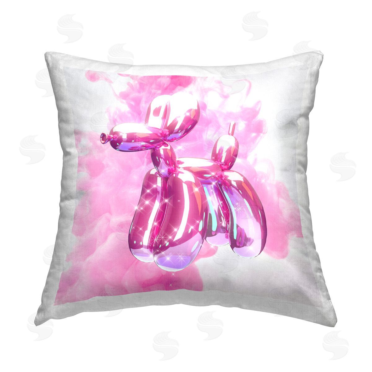 Ziwei Li Shimmering Balloon Dog Printed Plush Polyester Throw Pillow