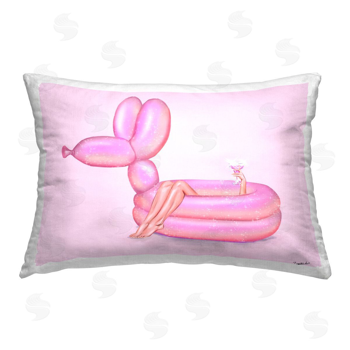 Ziwei Li Balloon Swimming Pool  Printed Plush Polyester Throw Pillow