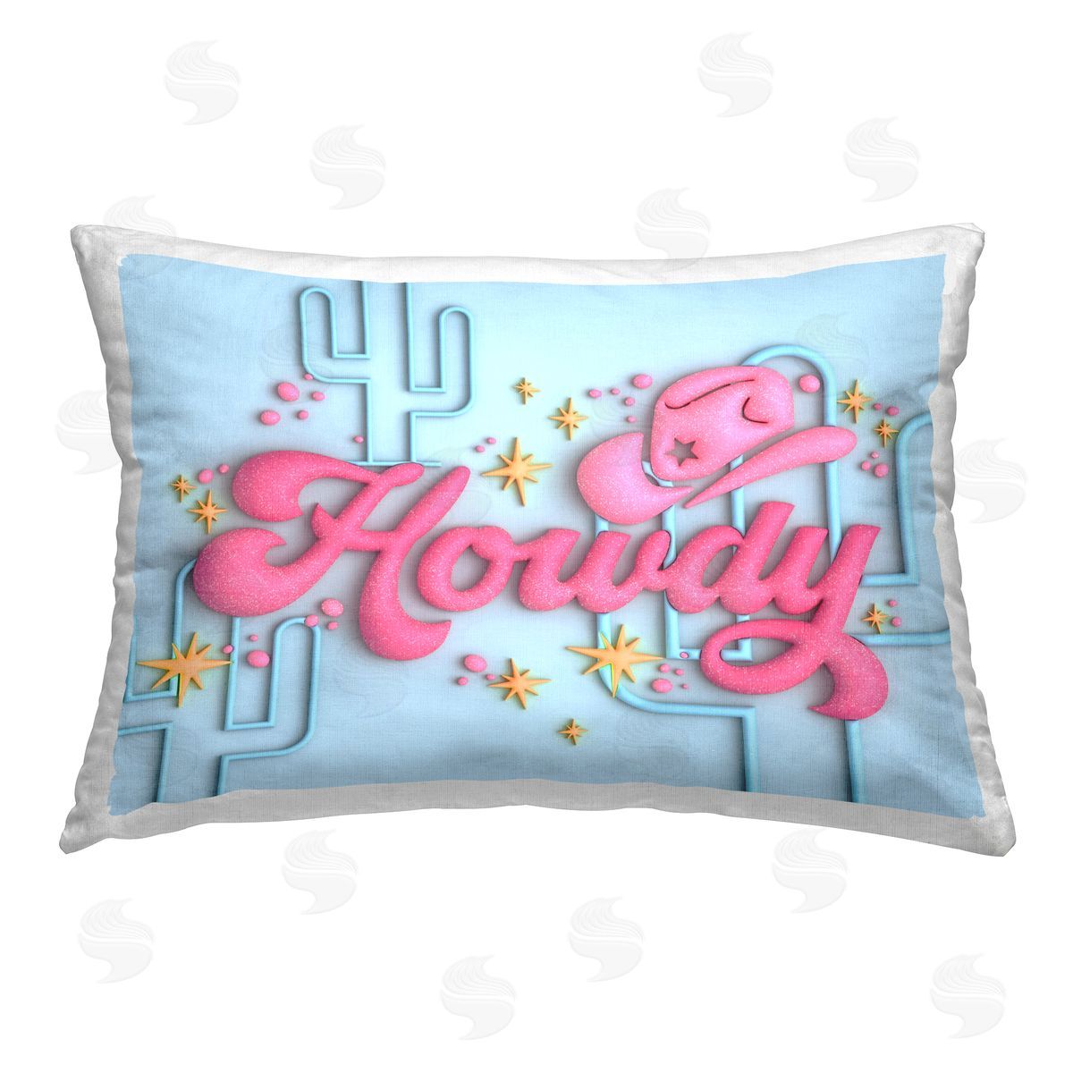 Ziwei Li Glam Howdy with Cacti Printed Plush Polyester Throw Pillow