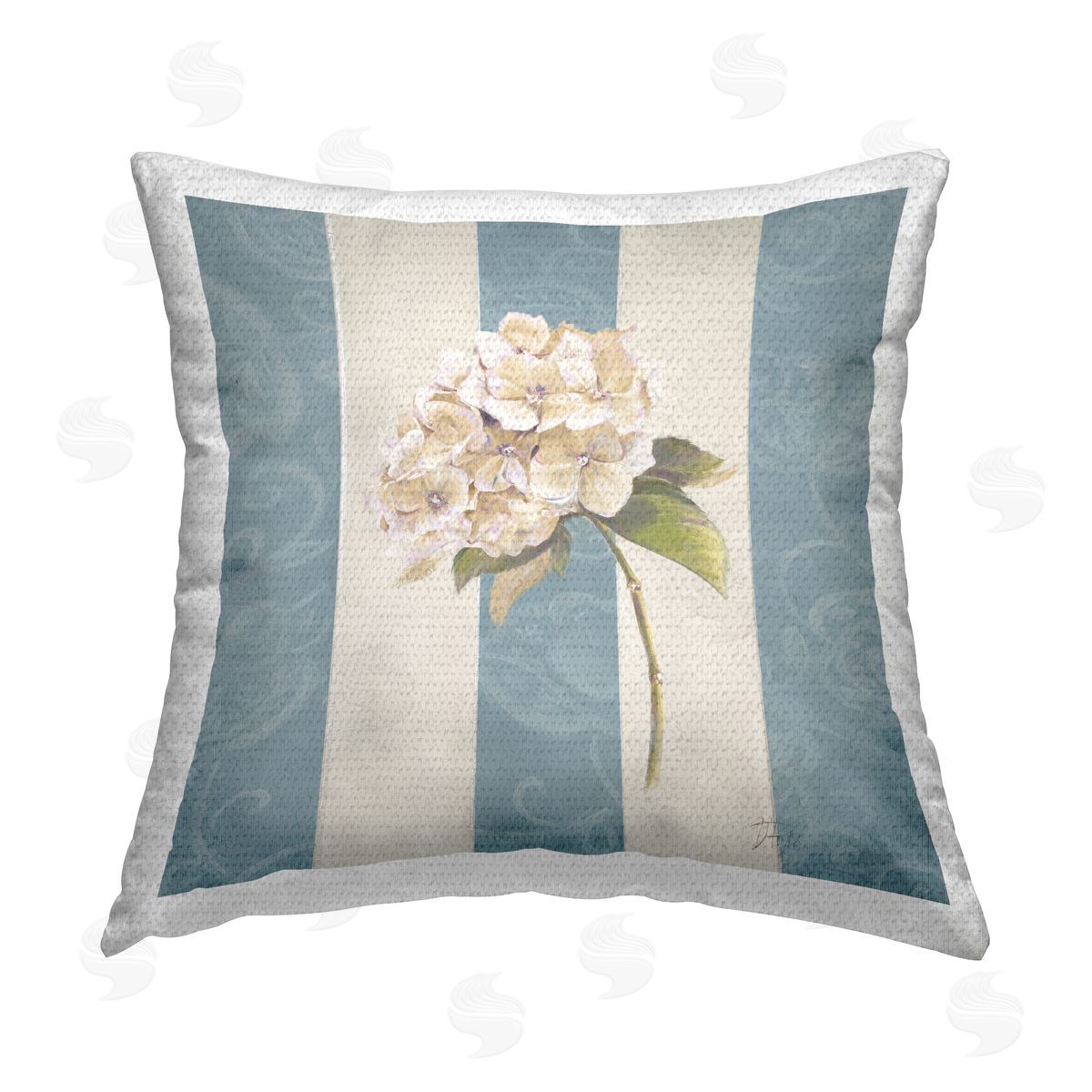 Patricia Pinto Vintage Hydrangea Sprig Outdoor Quick-Dry Polyester Printed Throw Pillow