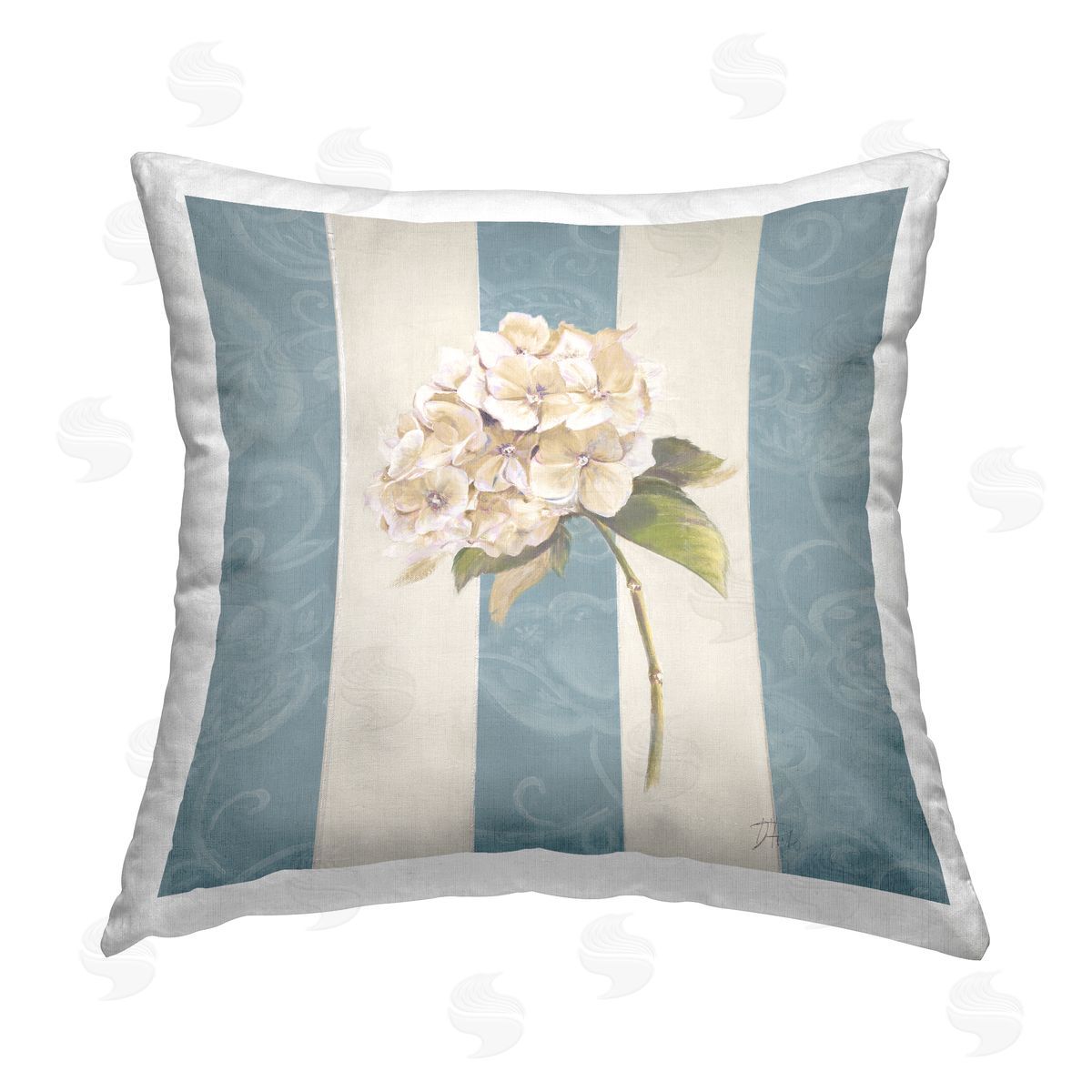 Patricia Pinto Vintage Hydrangea Sprig Printed Plush Polyester Throw Pillow