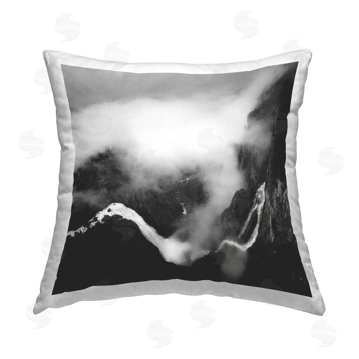 Thomas Tepstad Berge Foggy Mountain Crags Printed Plush Polyester Throw Pillow