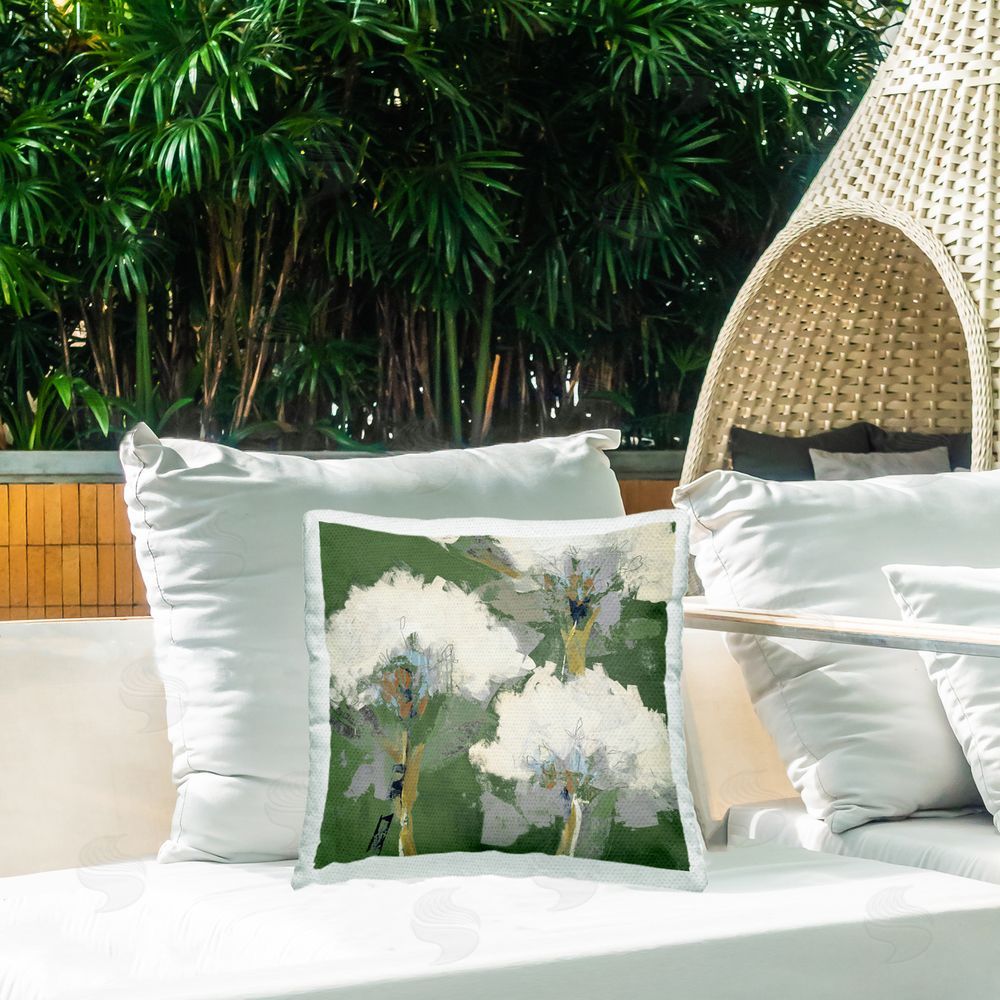 Liz Jardine Abstract Flower Buds Outdoor Quick-Dry Polyester Printed Throw Pillow in Back Yard