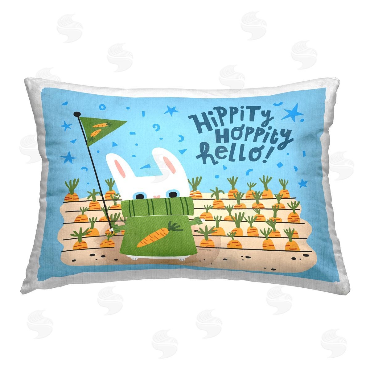 Leeza Hernandez Hippity Hoppity Hello Bunny Printed Plush Polyester Throw Pillow