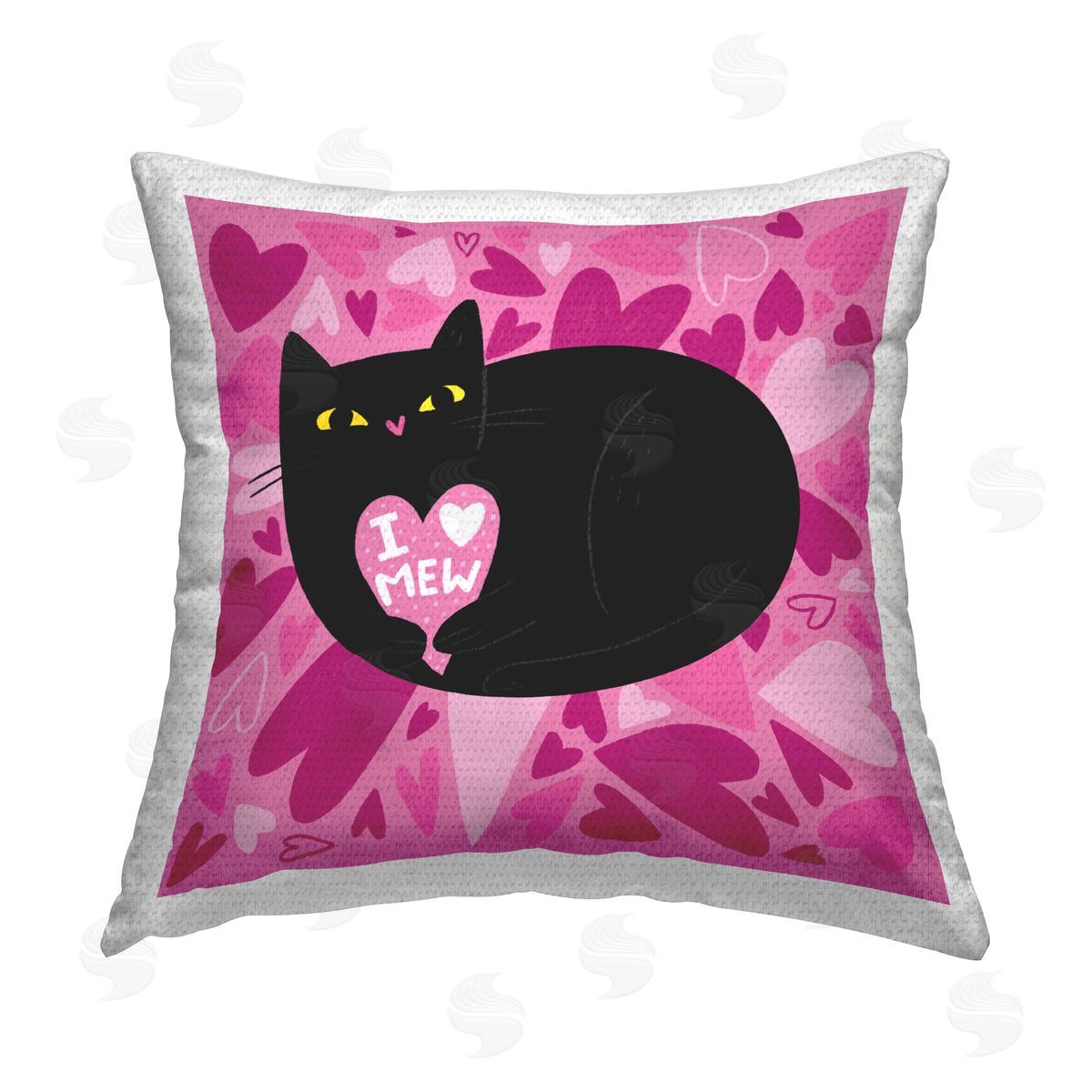 Leeza Hernandez I Love Mew Black Cat Outdoor Quick-Dry Polyester Printed Throw Pillow