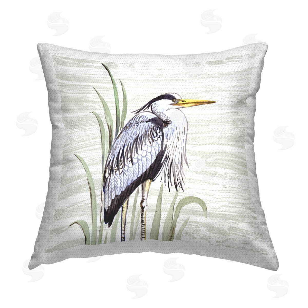 Elena Vladykina Beach Bird Elegant Heron Outdoor Quick-Dry Polyester Printed Throw Pillow