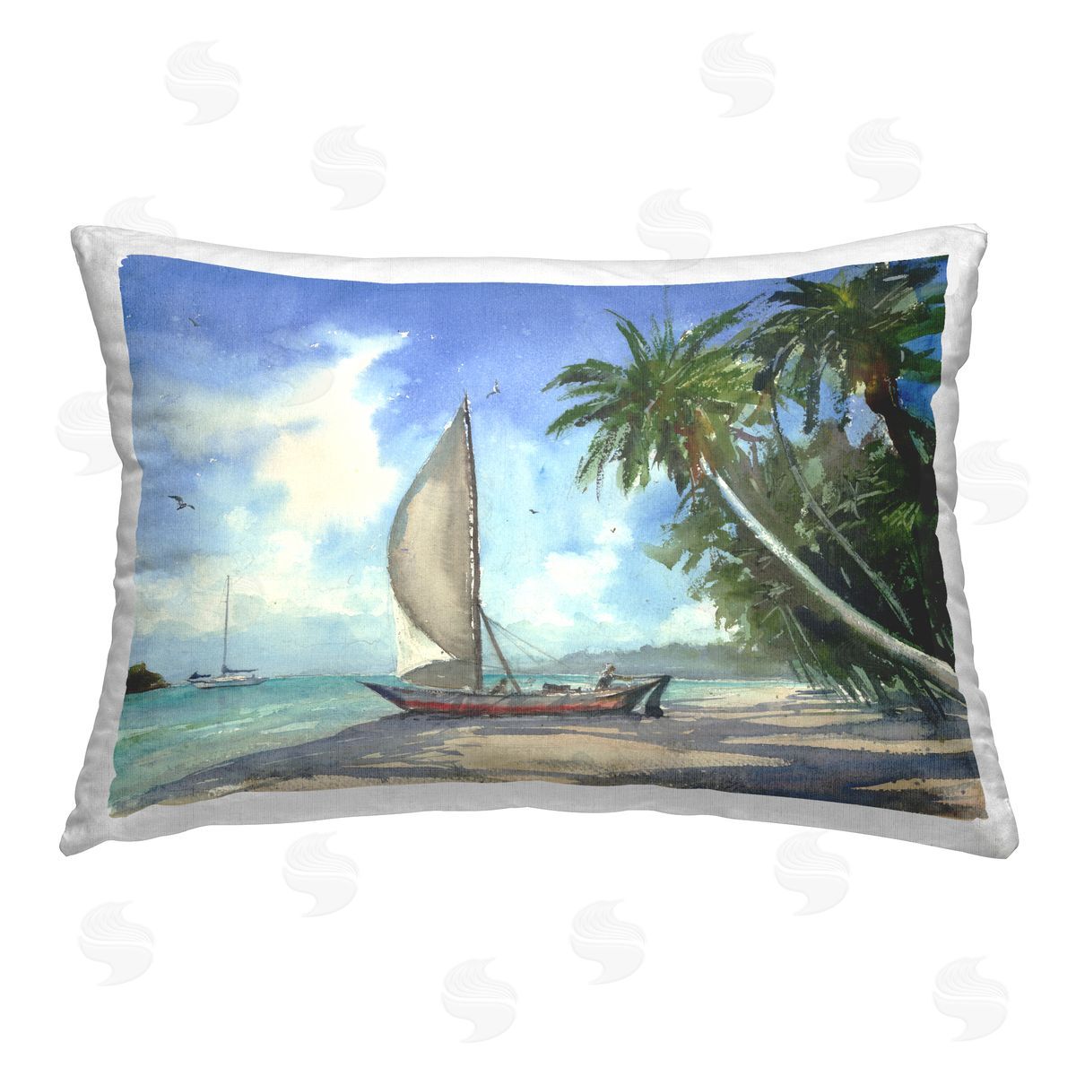 Geoff Allen High & Dry Boat on Shore Printed Plush Polyester Throw Pillow