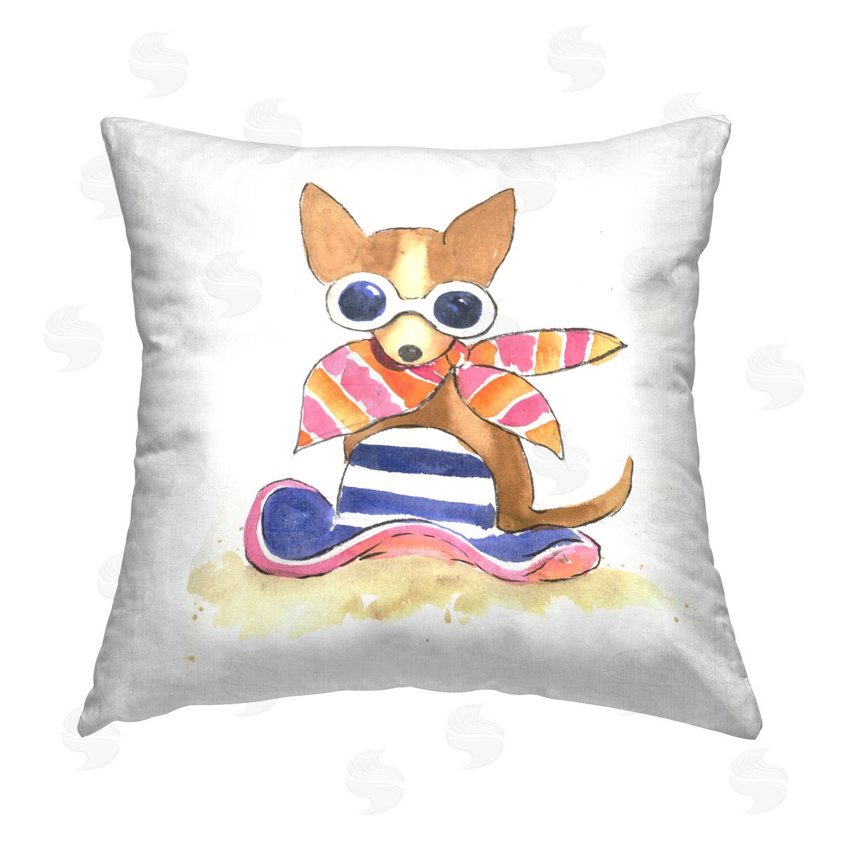 Geoff Allen Sandy Dog on Beach Printed Plush Polyester Throw Pillow