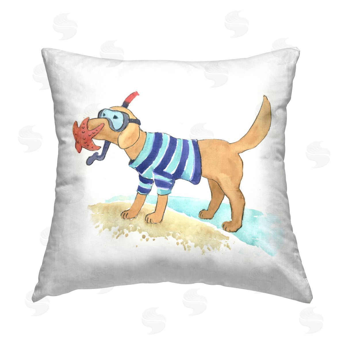 Geoff Allen Sandy Dog with Snorkel Printed Plush Polyester Throw Pillow