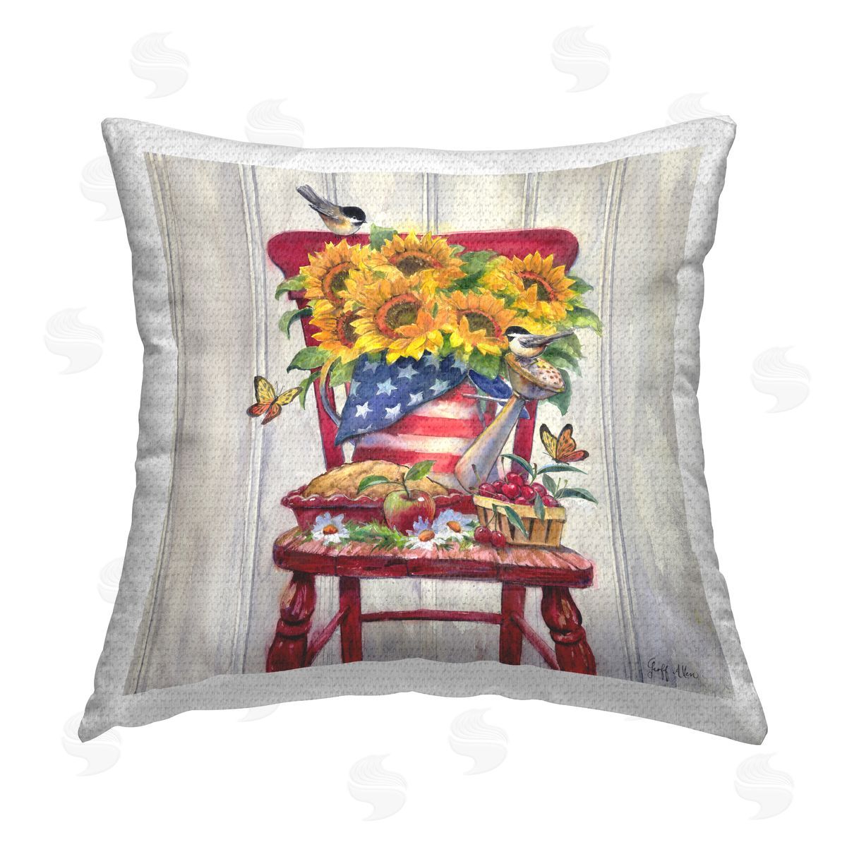 Geoff Allen Patriot Porch Still Life Outdoor Quick-Dry Polyester Printed Throw Pillow