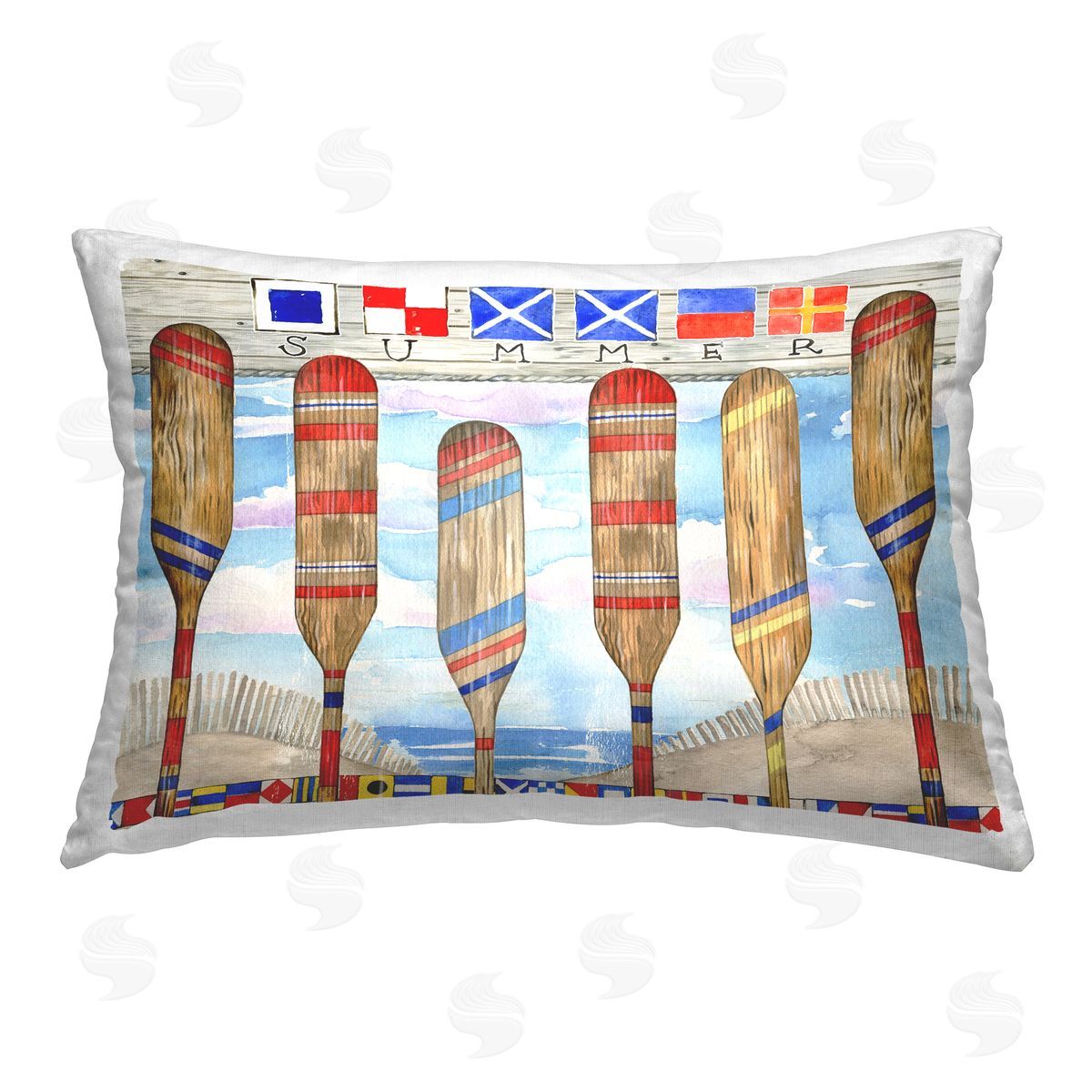 Ronnie Rooney Nautical Flags & Paddles Printed Plush Polyester Throw Pillow
