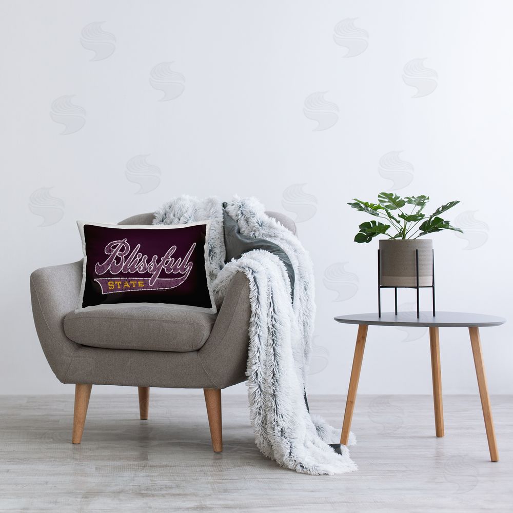 Higher Learning/Life Is High Blissful State Varsity Printed Plush Polyester Throw Pillow On Chair