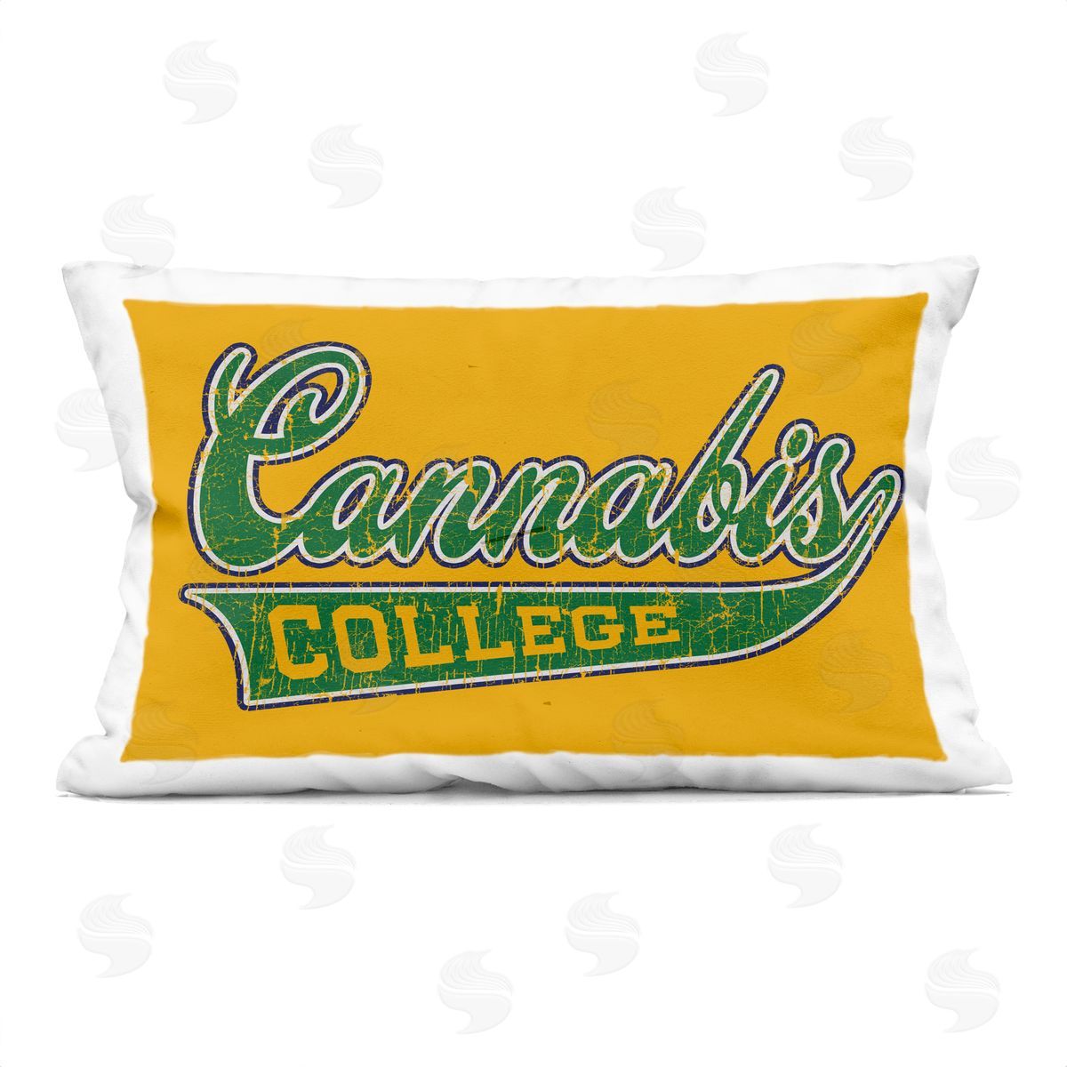 Higher Learning/Life Is High Cannabis College Varsity Printed Plush Polyester Throw Pillow