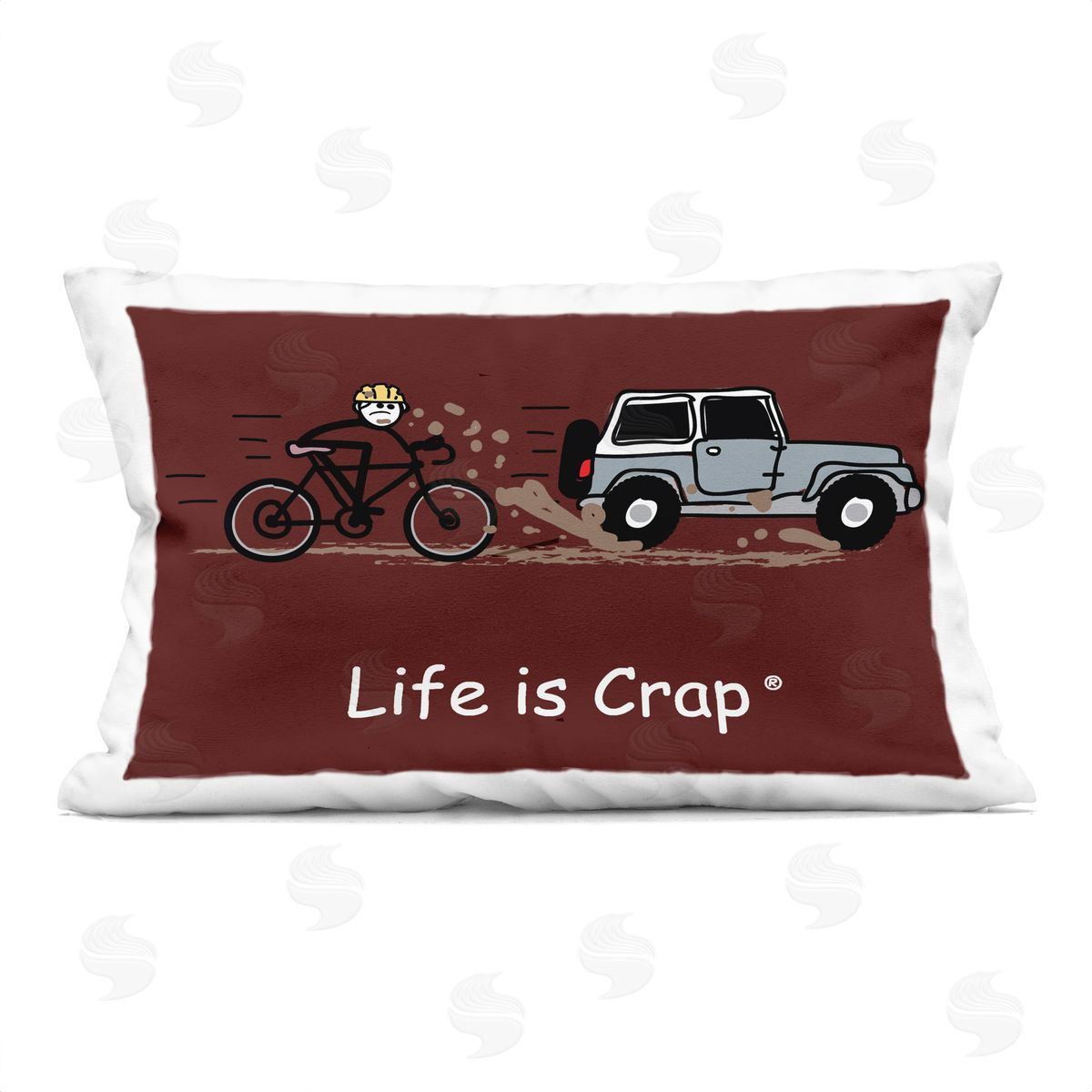 LIC Muddy Road Biker Printed Plush Polyester Throw Pillow