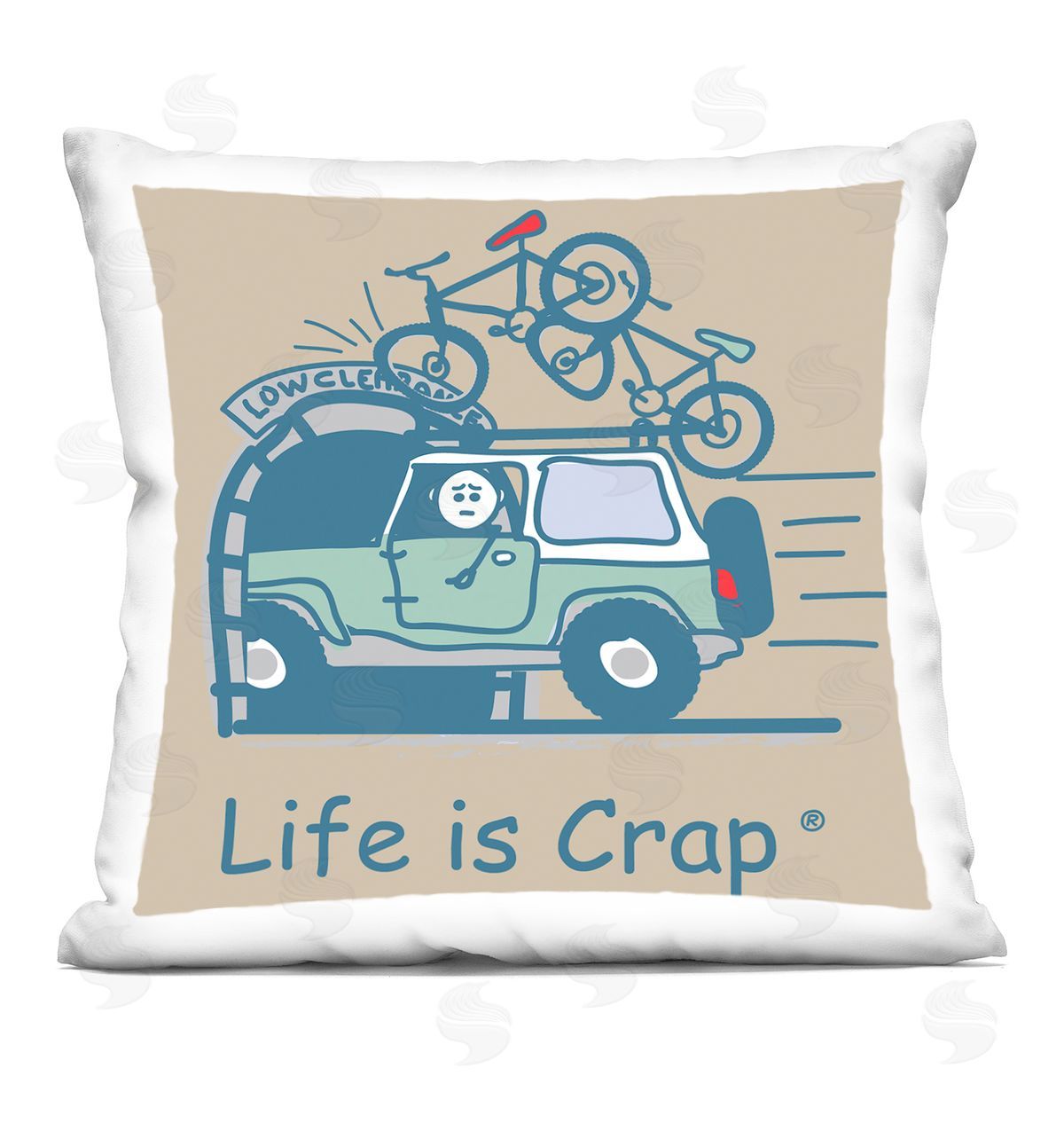 LIC Falling Bikes Overpass Printed Plush Polyester Throw Pillow