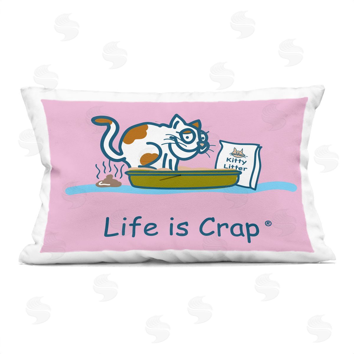 LIC Kitty Litter Funny Printed Plush Polyester Throw Pillow