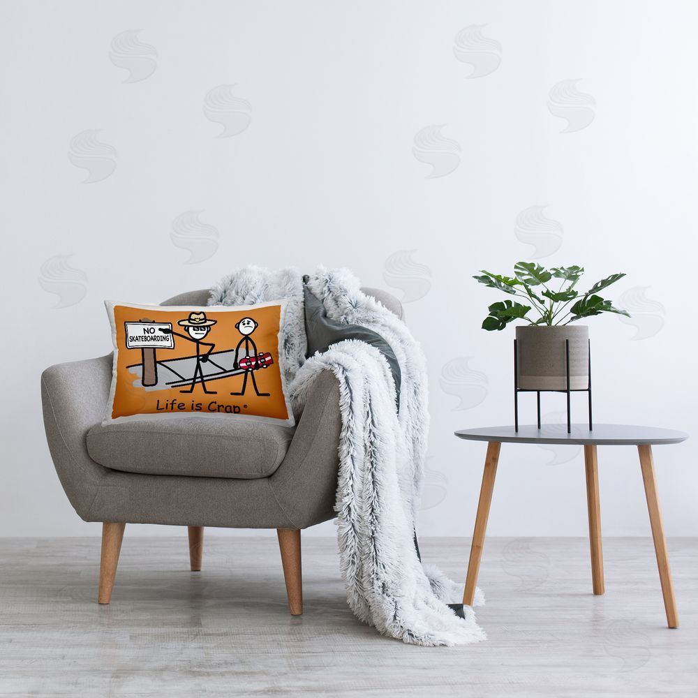 LIC No Skateboarding Sign Printed Plush Polyester Throw Pillow On Chair