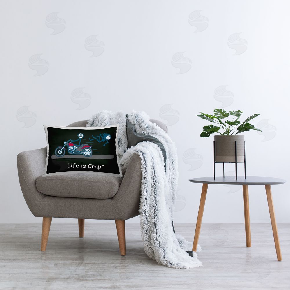 LIC Funny Motorcycle Babe Printed Plush Polyester Throw Pillow On Chair