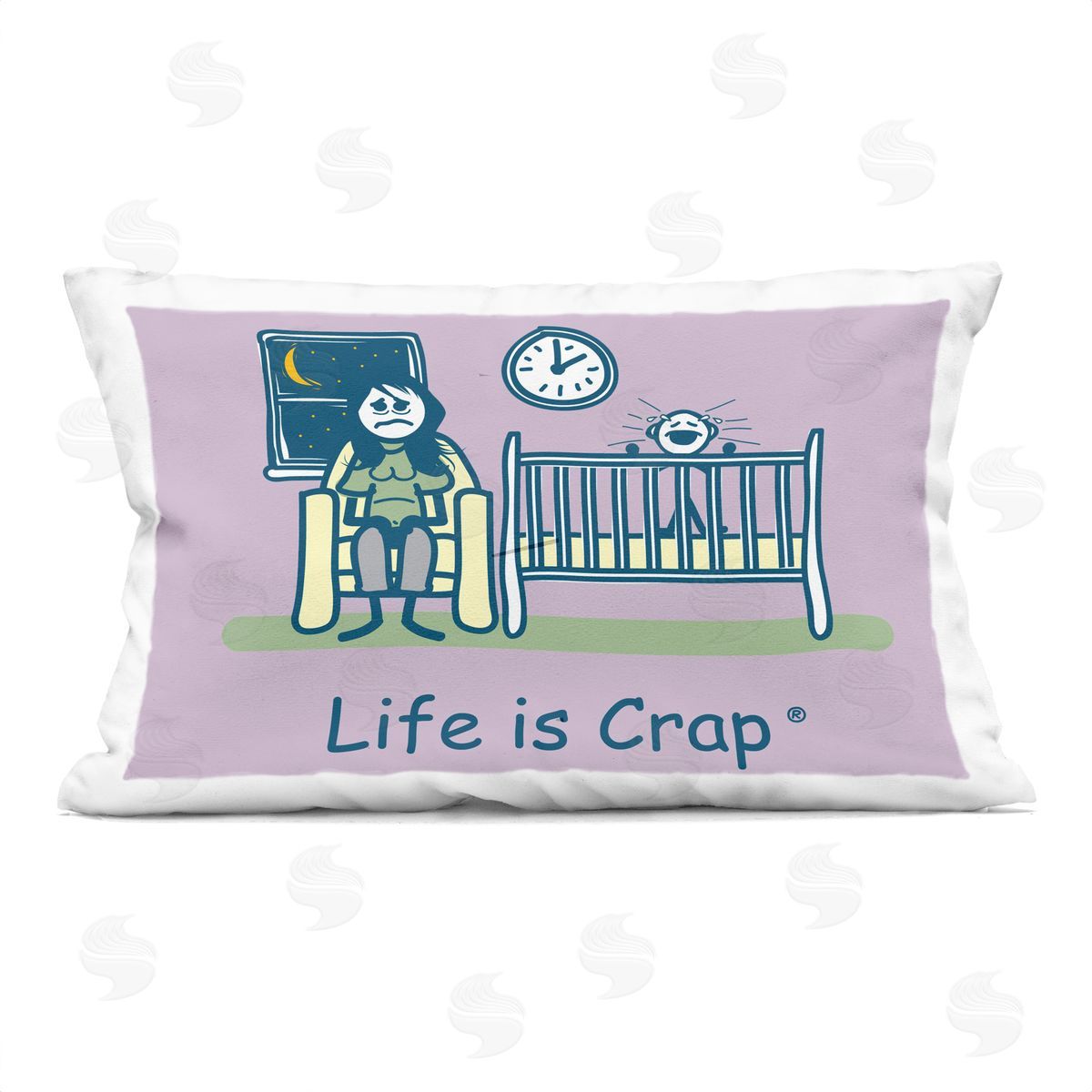 LIC Awake with Crying Baby Printed Plush Polyester Throw Pillow