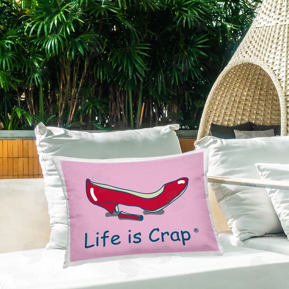 LIC Broken High Heel Outdoor Quick-Dry Polyester Printed Throw Pillow in Back Yard
