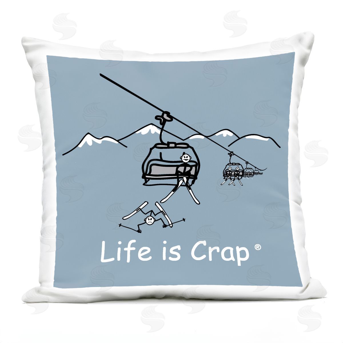 LIC Falling Ski Lift Outdoor Quick-Dry Polyester Printed Throw Pillow