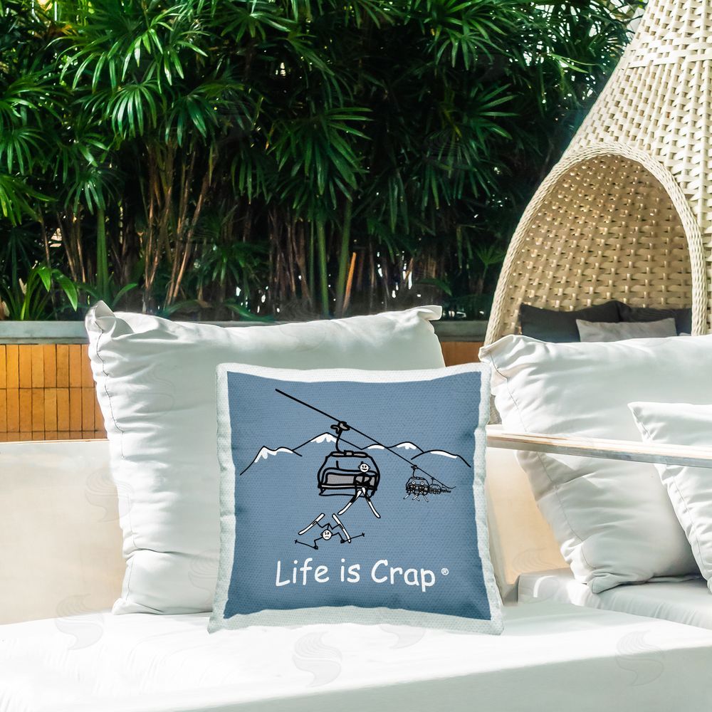 LIC Falling Ski Lift Outdoor Quick-Dry Polyester Printed Throw Pillow in Back Yard
