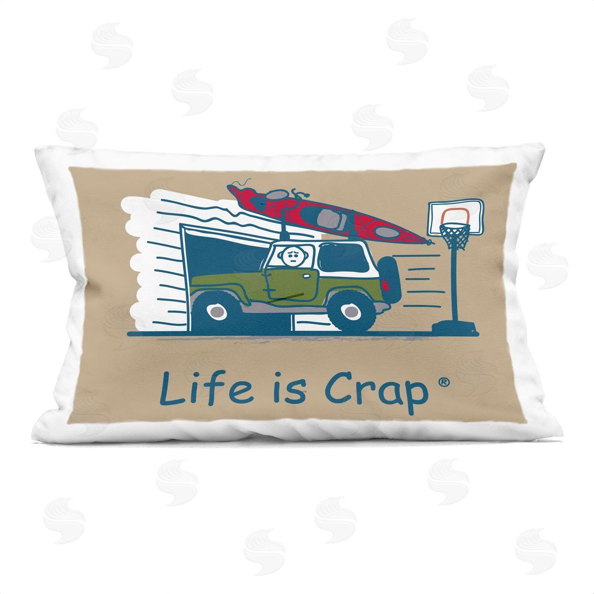 LIC Kayak and Garage Printed Plush Polyester Throw Pillow
