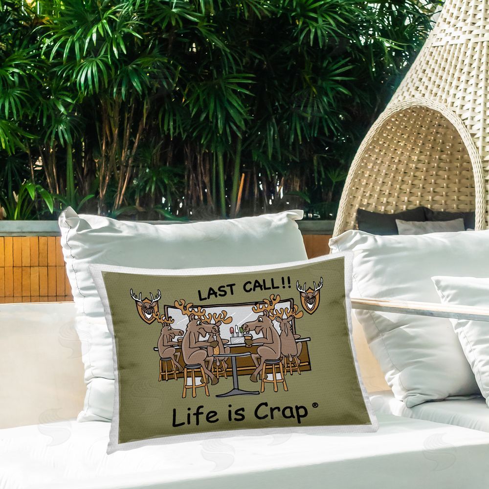 LIC Last Call at Bar Outdoor Quick-Dry Polyester Printed Throw Pillow in Back Yard