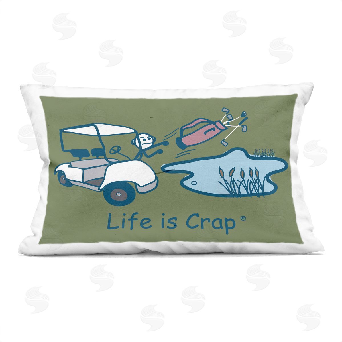 LIC Throwing Golf Clubs Printed Plush Polyester Throw Pillow