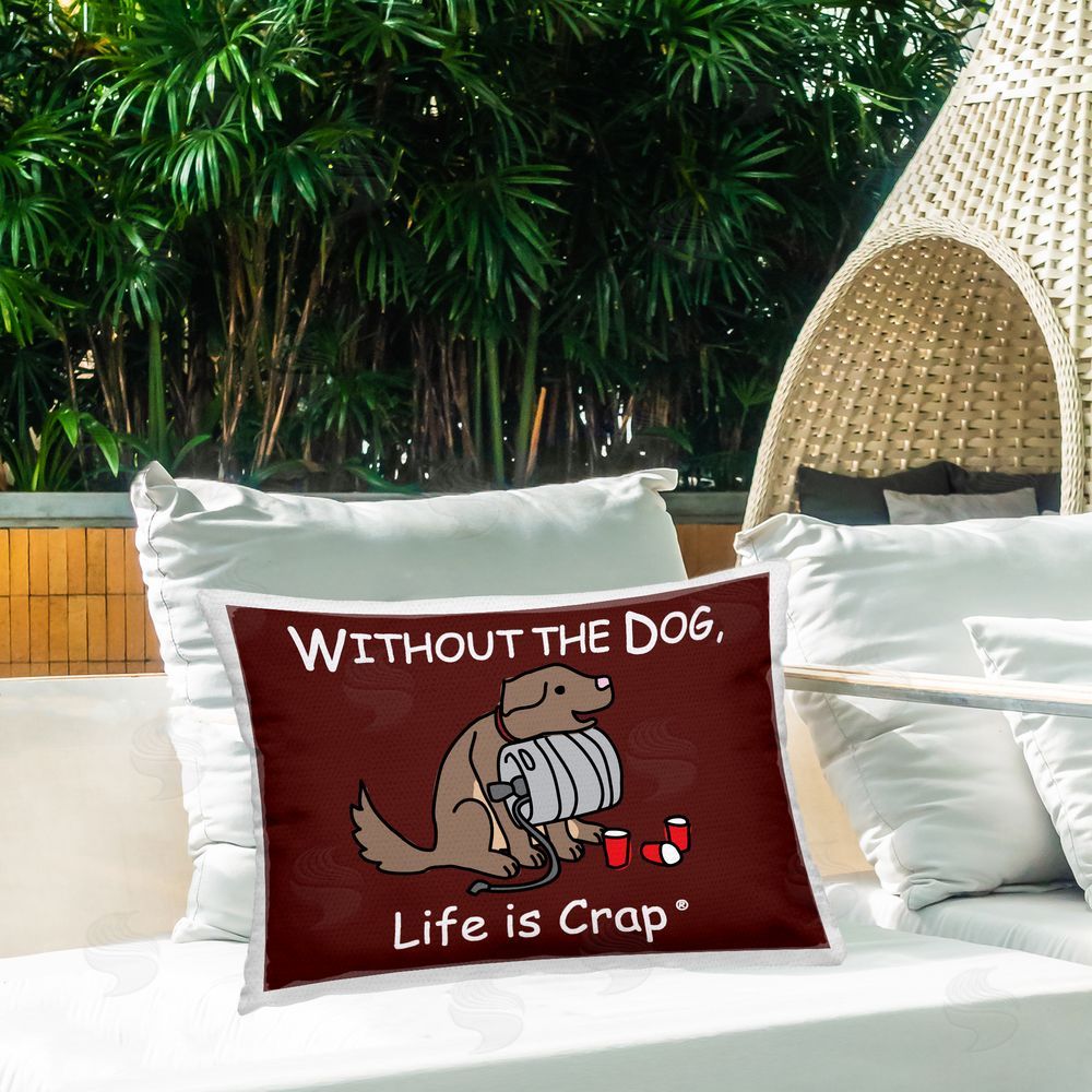 LIC Funny Dog & Keg Outdoor Quick-Dry Polyester Printed Throw Pillow in Back Yard