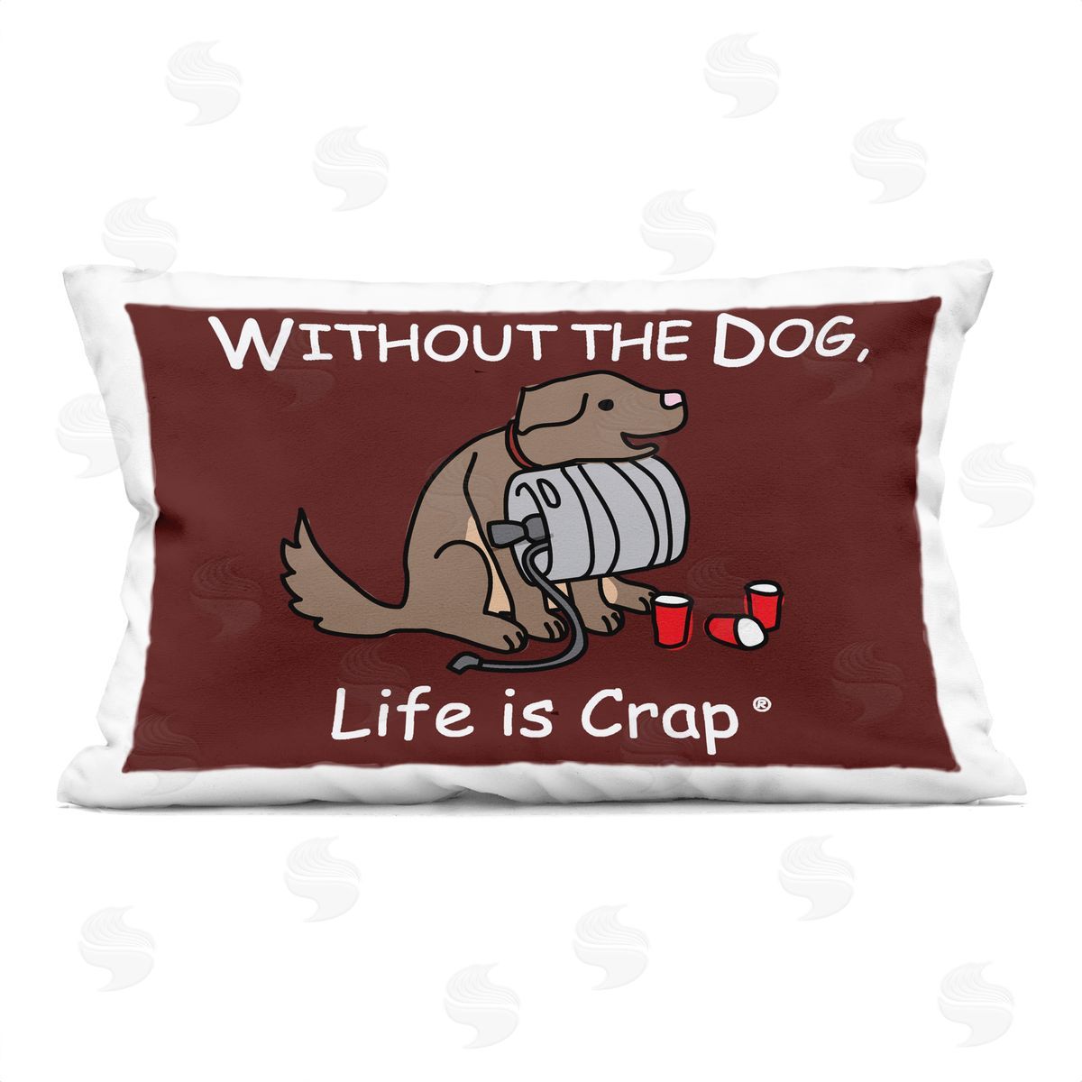 LIC Funny Dog & Keg Printed Plush Polyester Throw Pillow