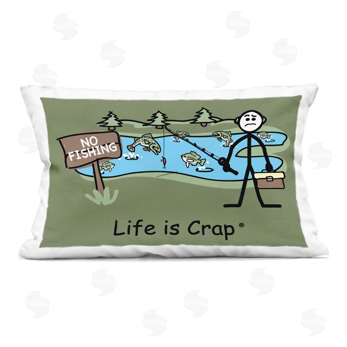 LIC No Fishing at Pond Printed Plush Polyester Throw Pillow