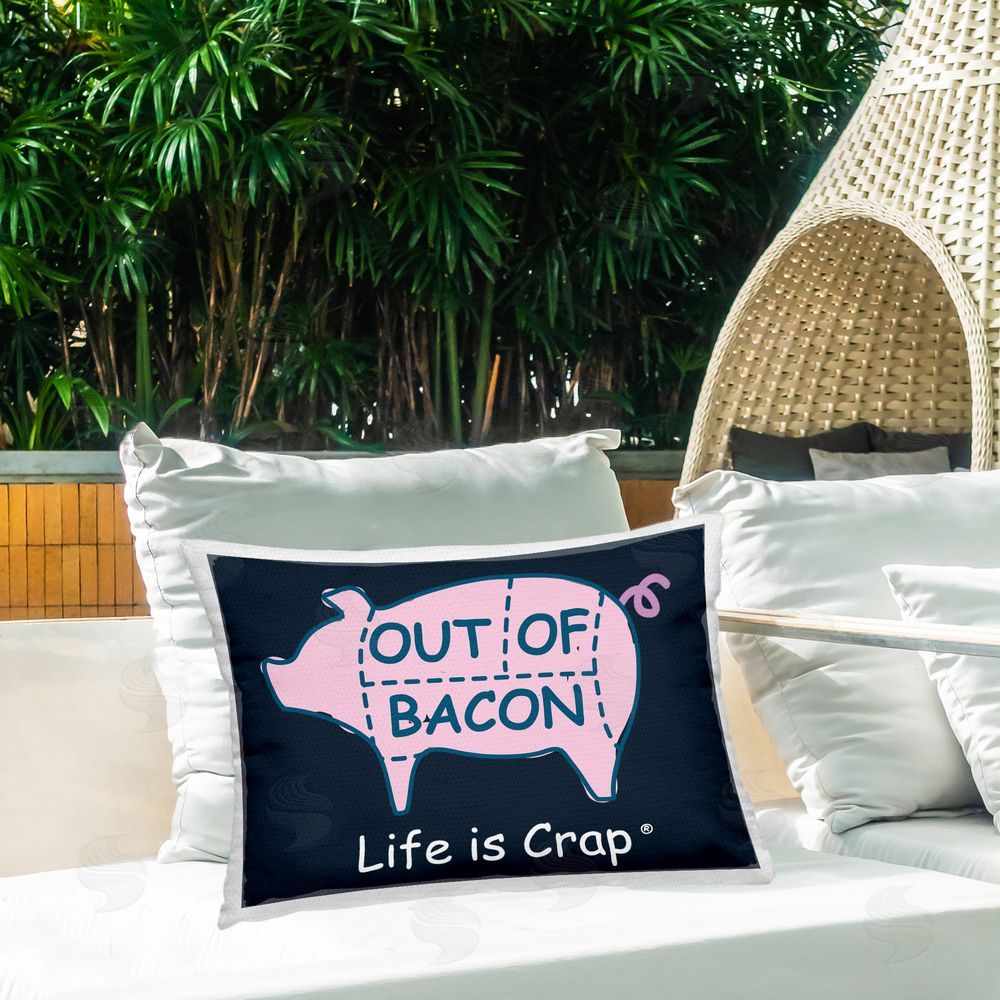 LIC Funny Out Of Bacon Outdoor Quick-Dry Polyester Printed Throw Pillow in Back Yard