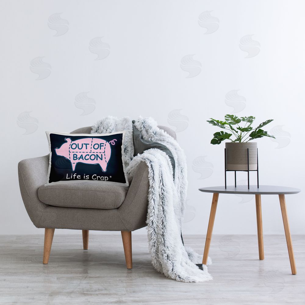 LIC Funny Out Of Bacon Printed Plush Polyester Throw Pillow On Chair