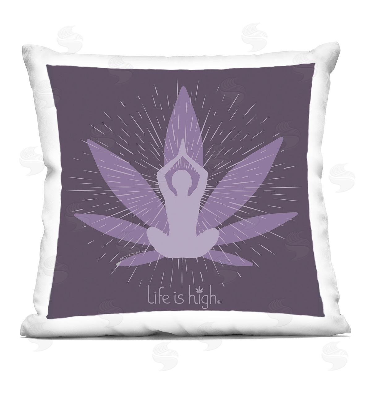 LIH Meditating Mindful Plant Printed Plush Polyester Throw Pillow