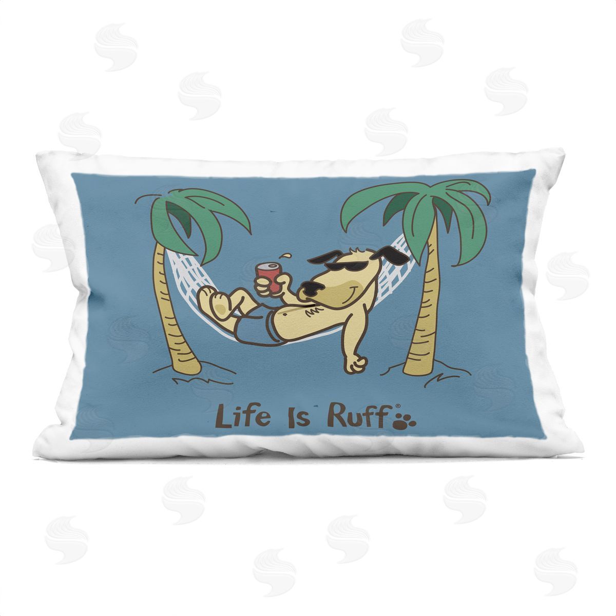 LIR Tropical Dog on Hammock Printed Plush Polyester Throw Pillow