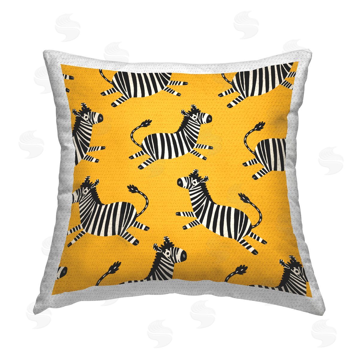 Leeza Hernandez Whimsical Zebras on Yellow Outdoor Quick-Dry Polyester Printed Throw Pillow