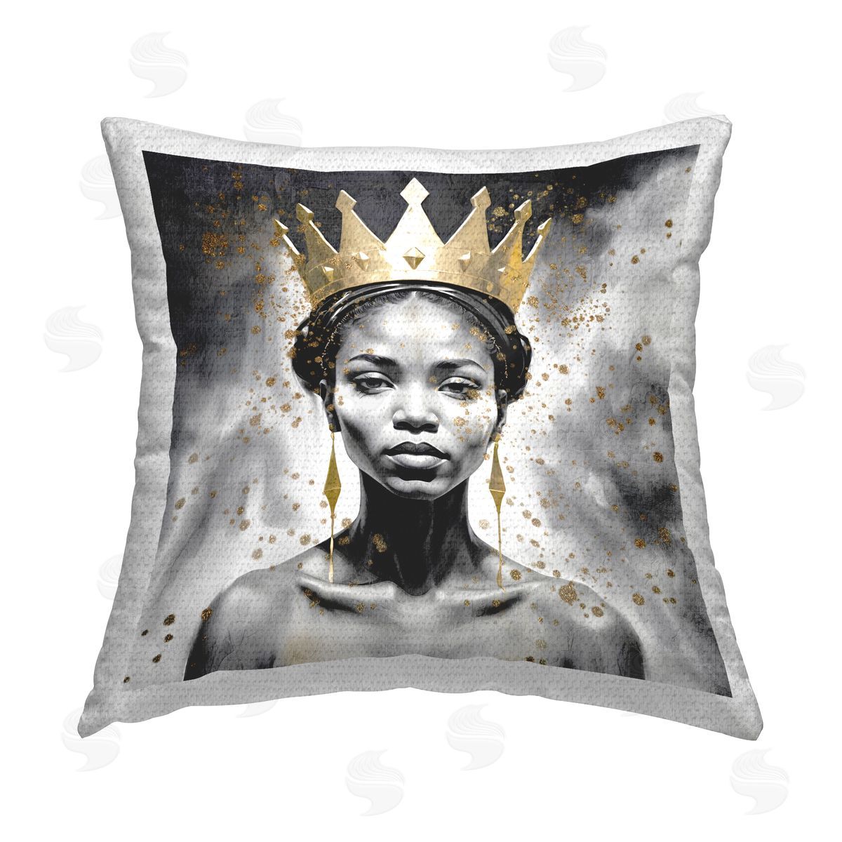 Kim Allen Woman in Crown Gazing Outdoor Quick-Dry Polyester Printed Throw Pillow