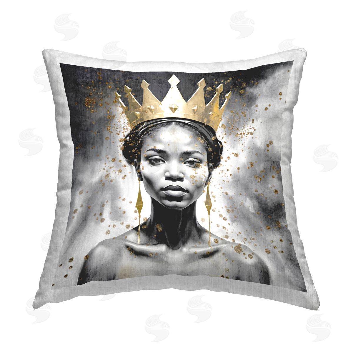 Kim Allen Woman in Crown Gazing Printed Plush Polyester Throw Pillow