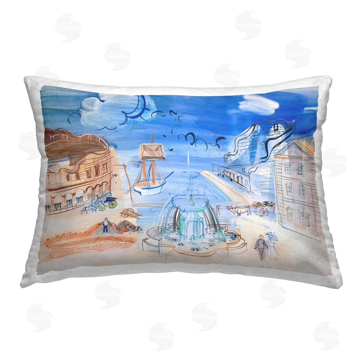 one1000paintings Classic Raoul Dufy Landscape Printed Plush Polyester Throw Pillow