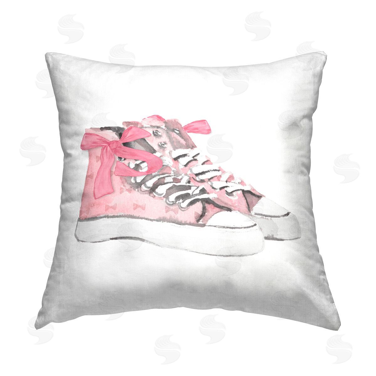 Lanie Loreth Simple Pink Bow Sneakers Printed Plush Polyester Throw Pillow