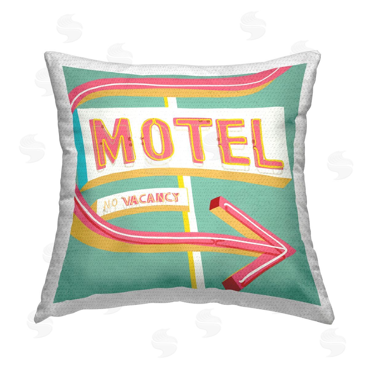 Jen Bucheli Retro Motel Vacancy Outdoor Quick-Dry Polyester Printed Throw Pillow