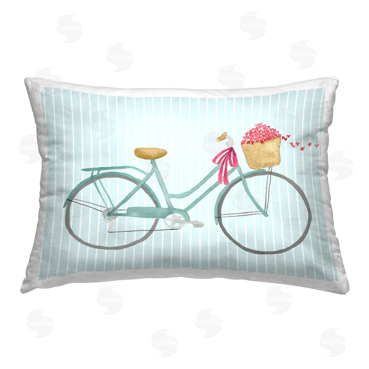 Lucille Price Cycle Through Love on Stripes Printed Plush Polyester Throw Pillow