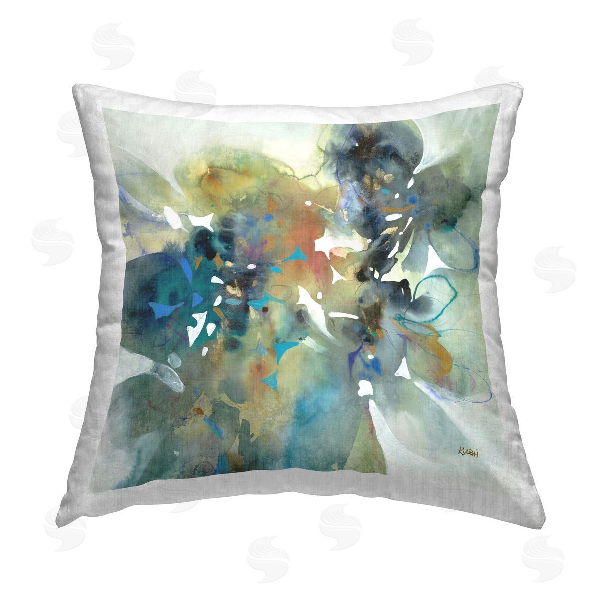 K. Nari Complex Splatter Distortion Printed Plush Polyester Throw Pillow