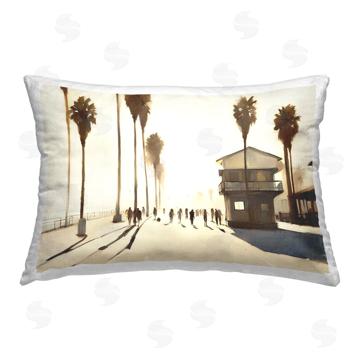 Noah Bay Moody Beach View Printed Plush Polyester Throw Pillow