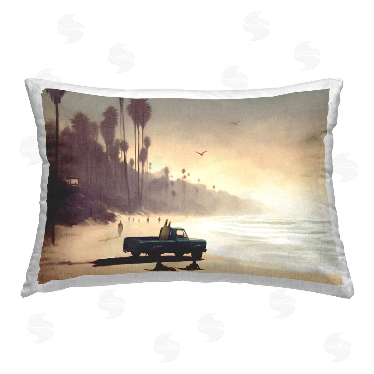 Noah Bay Sunset Runners Tropical Printed Plush Polyester Throw Pillow