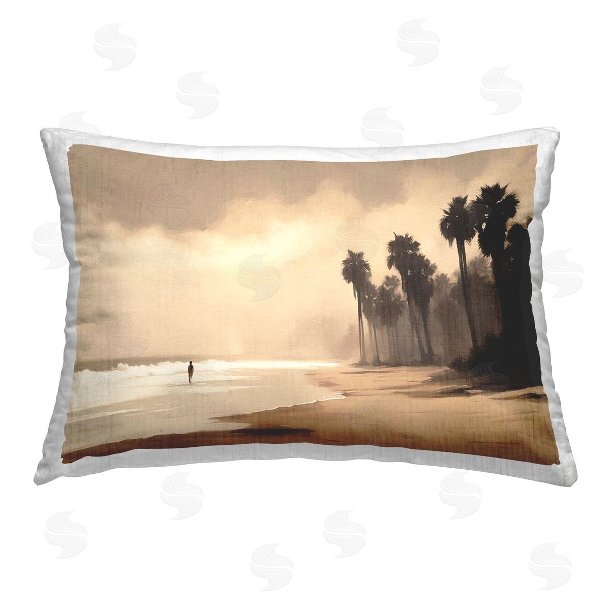 Noah Bay Sunset Skater on Boardwalk Printed Plush Polyester Throw Pillow