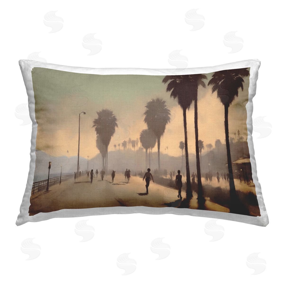 Noah Bay Tropical Promenade Landscape Printed Plush Polyester Throw Pillow