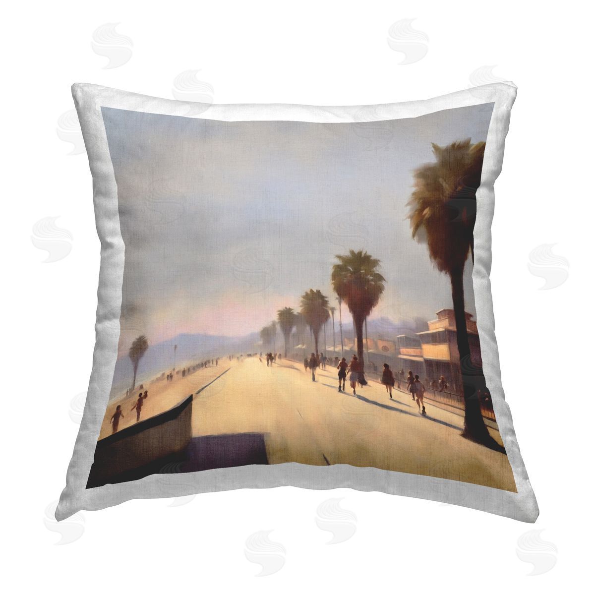 Noah Bay Midday Sun Beach View Printed Plush Polyester Throw Pillow