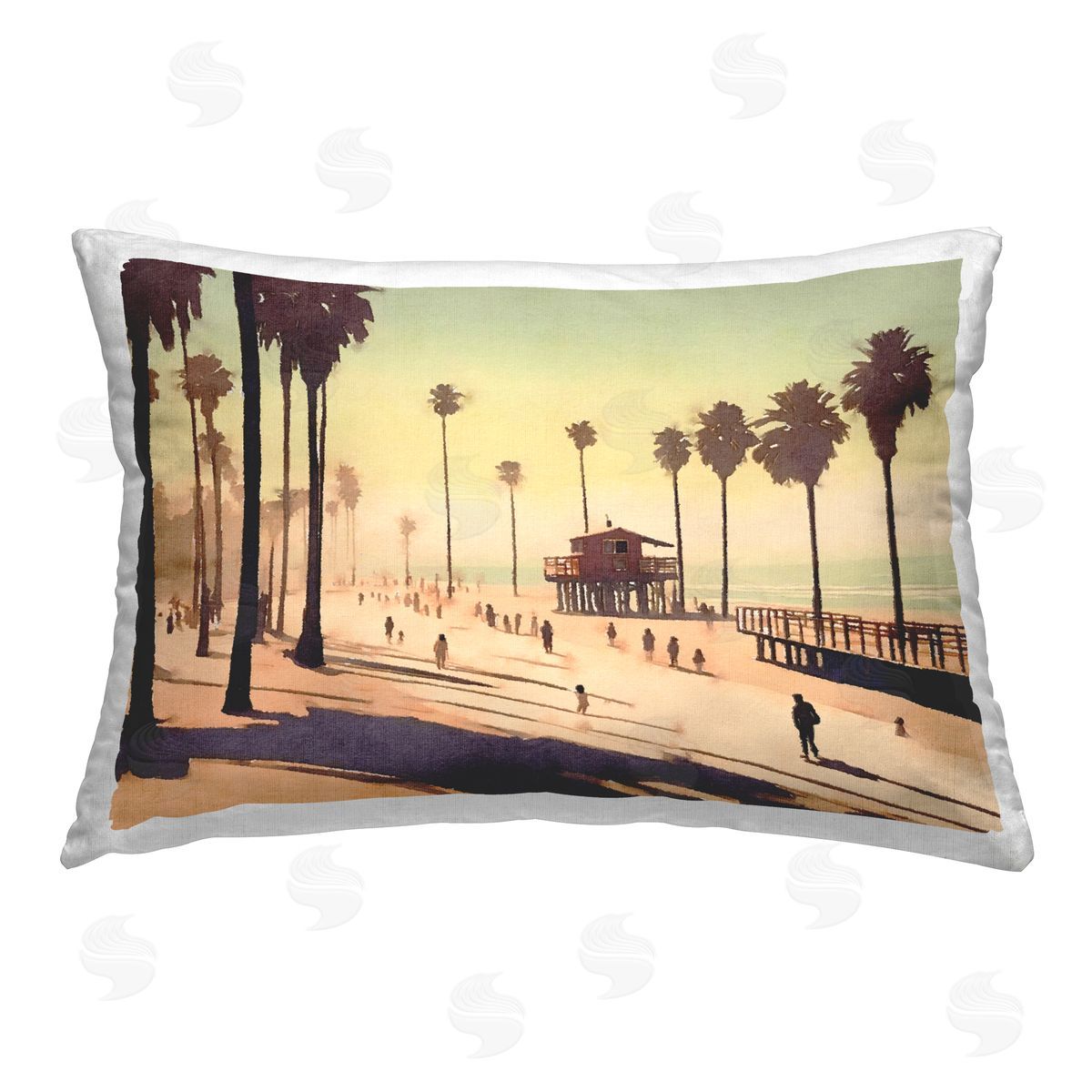 Noah Bay Beachside Cabins View Printed Plush Polyester Throw Pillow